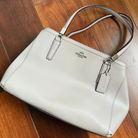 Coach Taupe Pebble Leather Shoulder Bag - Picture 1 of 7